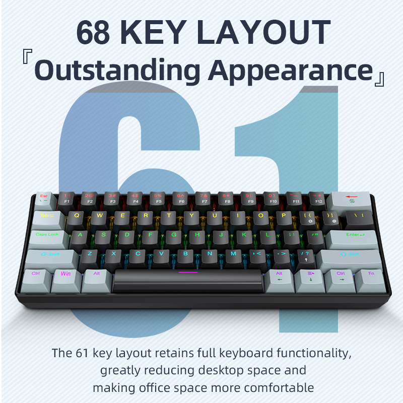 Gaming Keyboard Hall Effect - APAYADO K61 Mini Mechanical Keyboard,Wired,61 Keys,Phantom