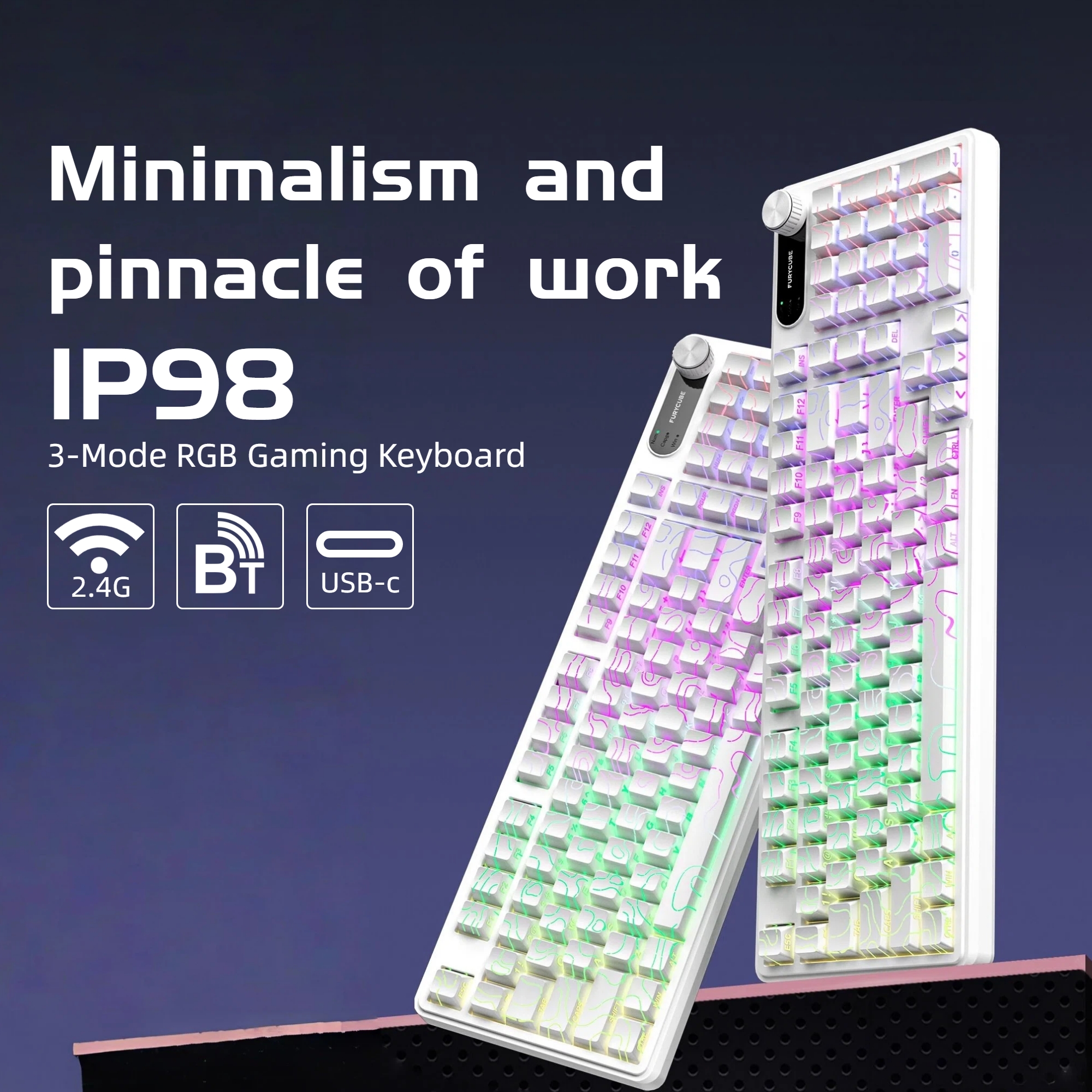 Gaming Keyboard Ip98 - IP98 Tri‑Mode RGB Wireless Keyboard 98‑Key