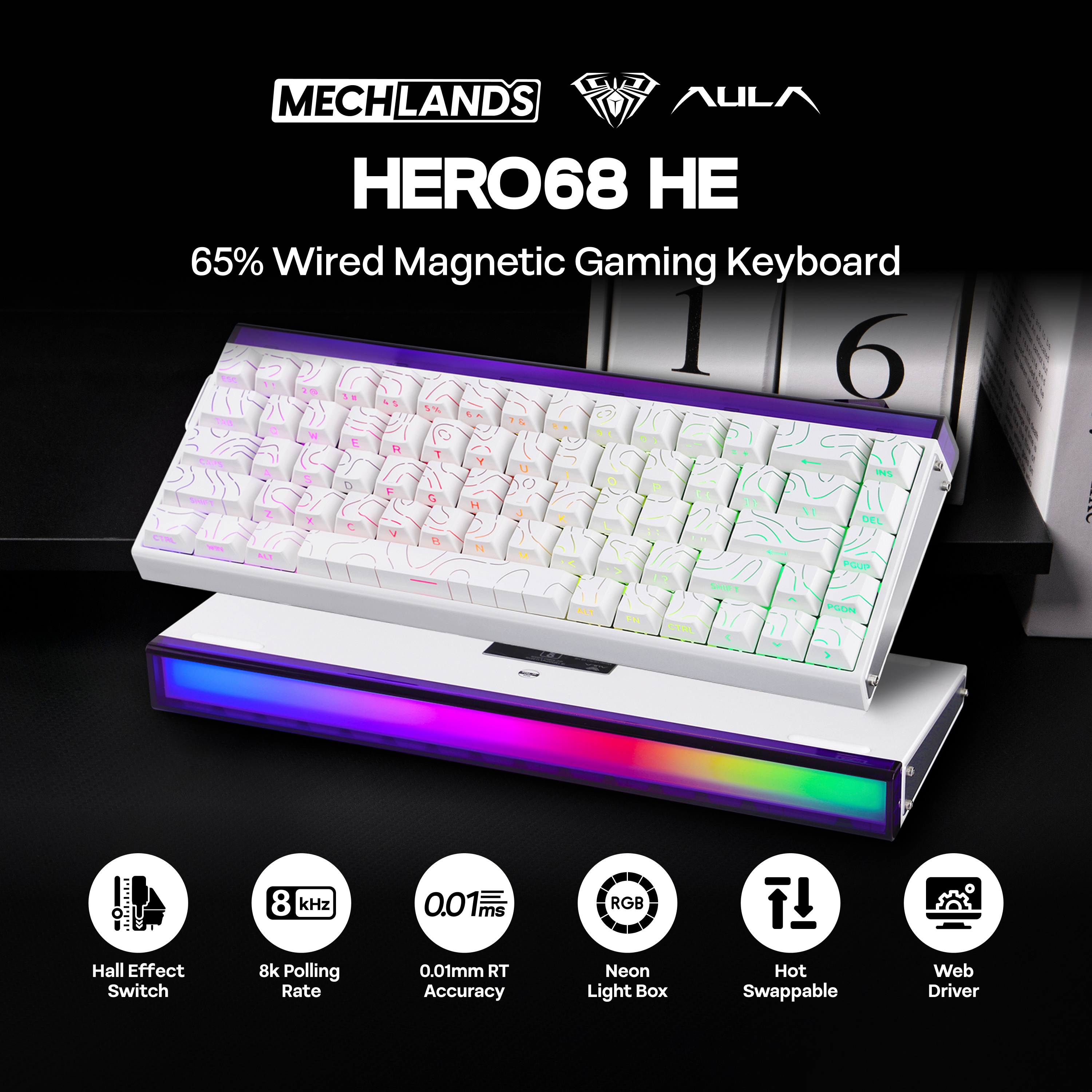 AULA Hero68 HE 65% ANSI US Lay - Gaming Keyboard Hall Effect Switches ulasan dan harga