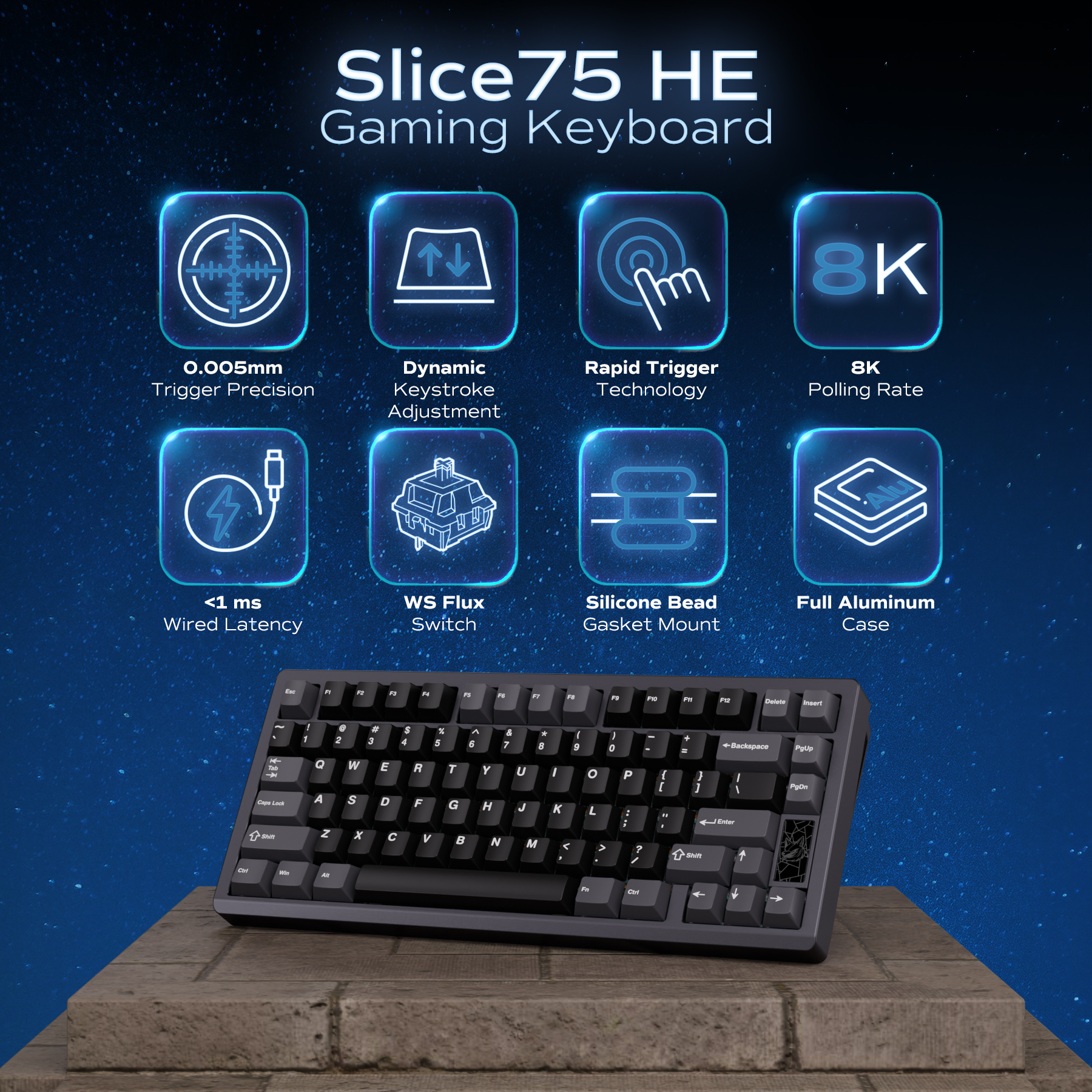 Chilkey Slice75 HE Gaming Keyb - Gaming Keyboard Hall Effect Switches ulasan dan harga
