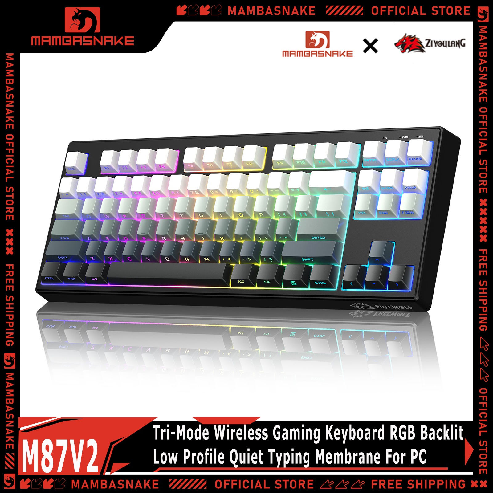 MAMBASNAKE x ZIYOULANG M87V2 8 - Gaming Keyboard That Is Quiet ulasan dan harga