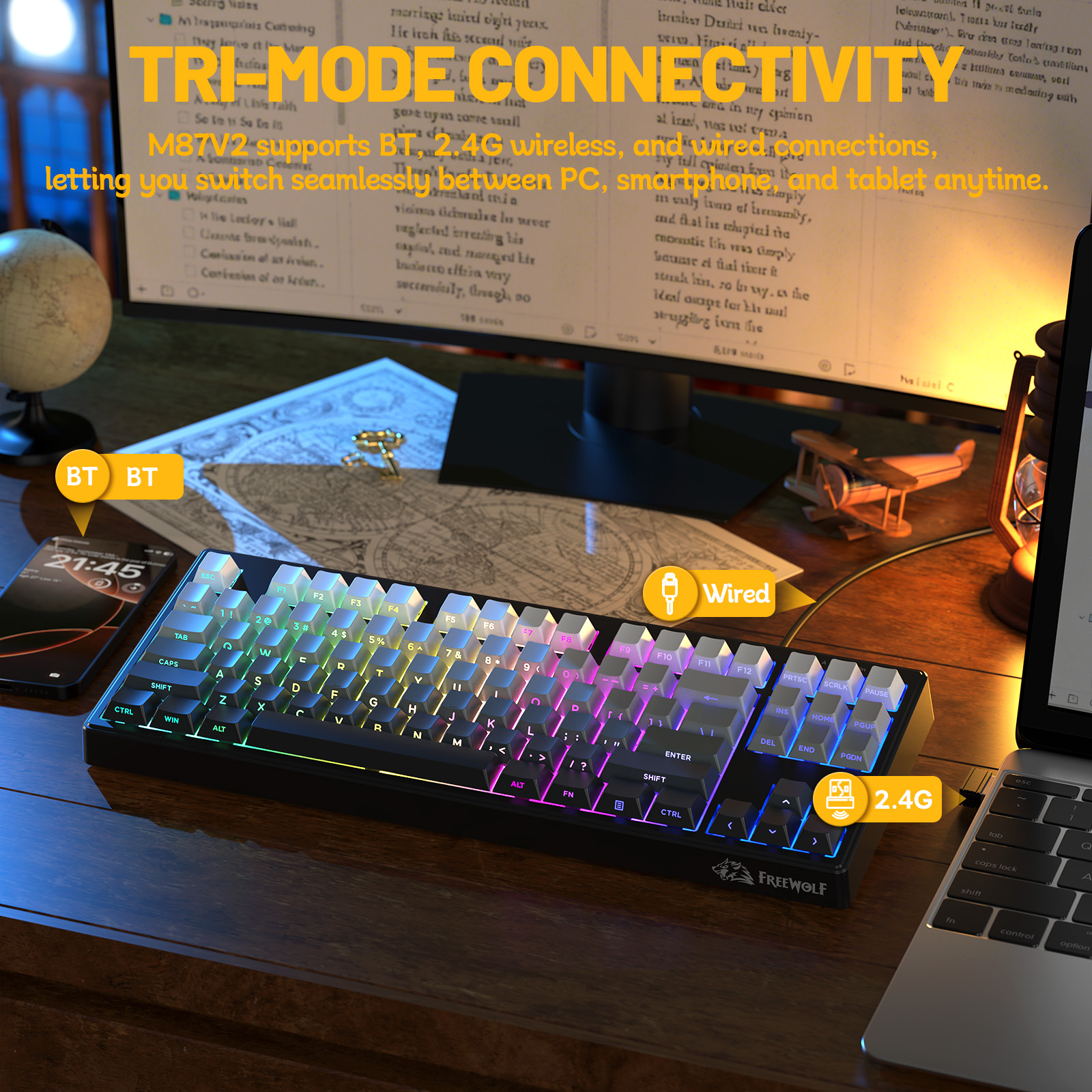 MAMBASNAKE x ZIYOULANG M87V2 8 - Gaming Keyboard That Is Quiet ulasan dan harga