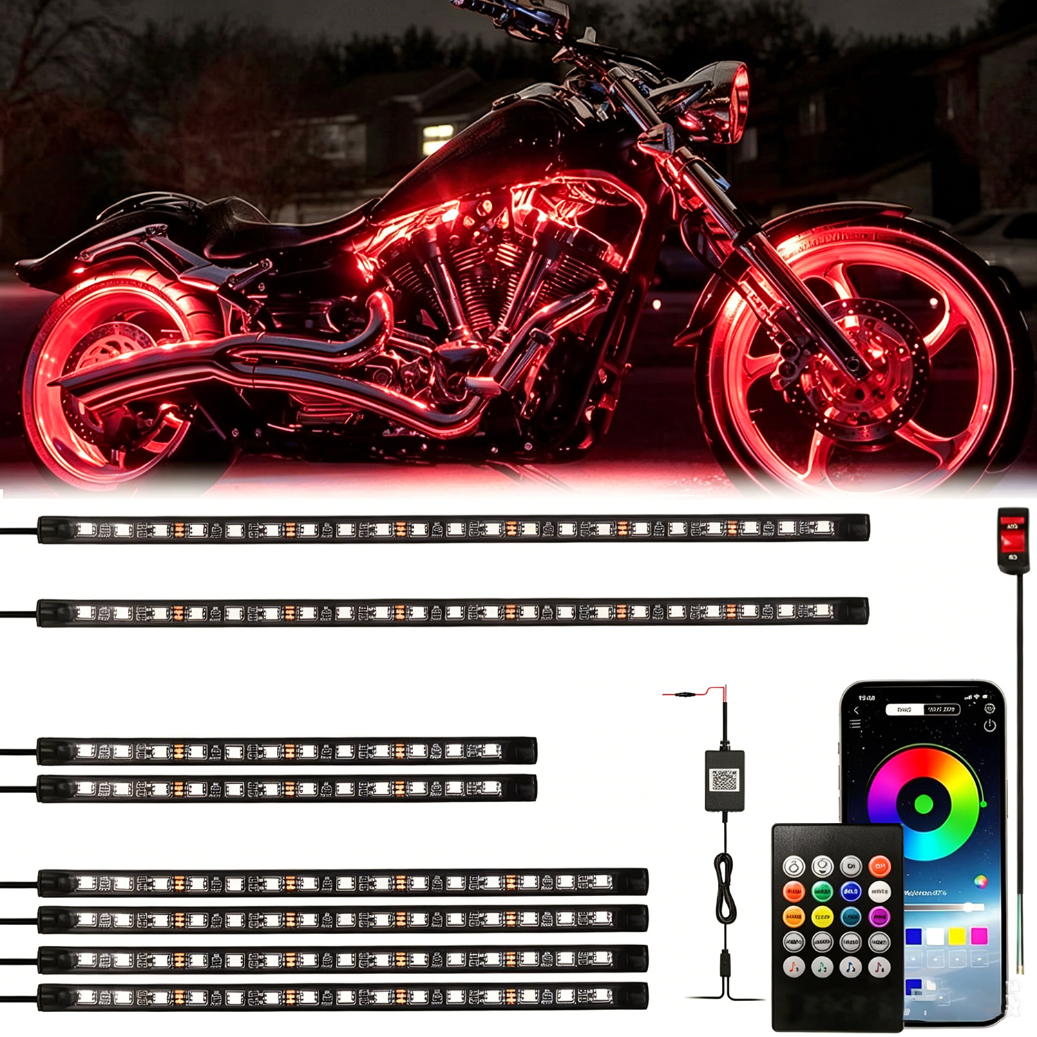 8pcs RGB LED Motorcycle Underg - Rgb Underglow Strip ulasan dan harga