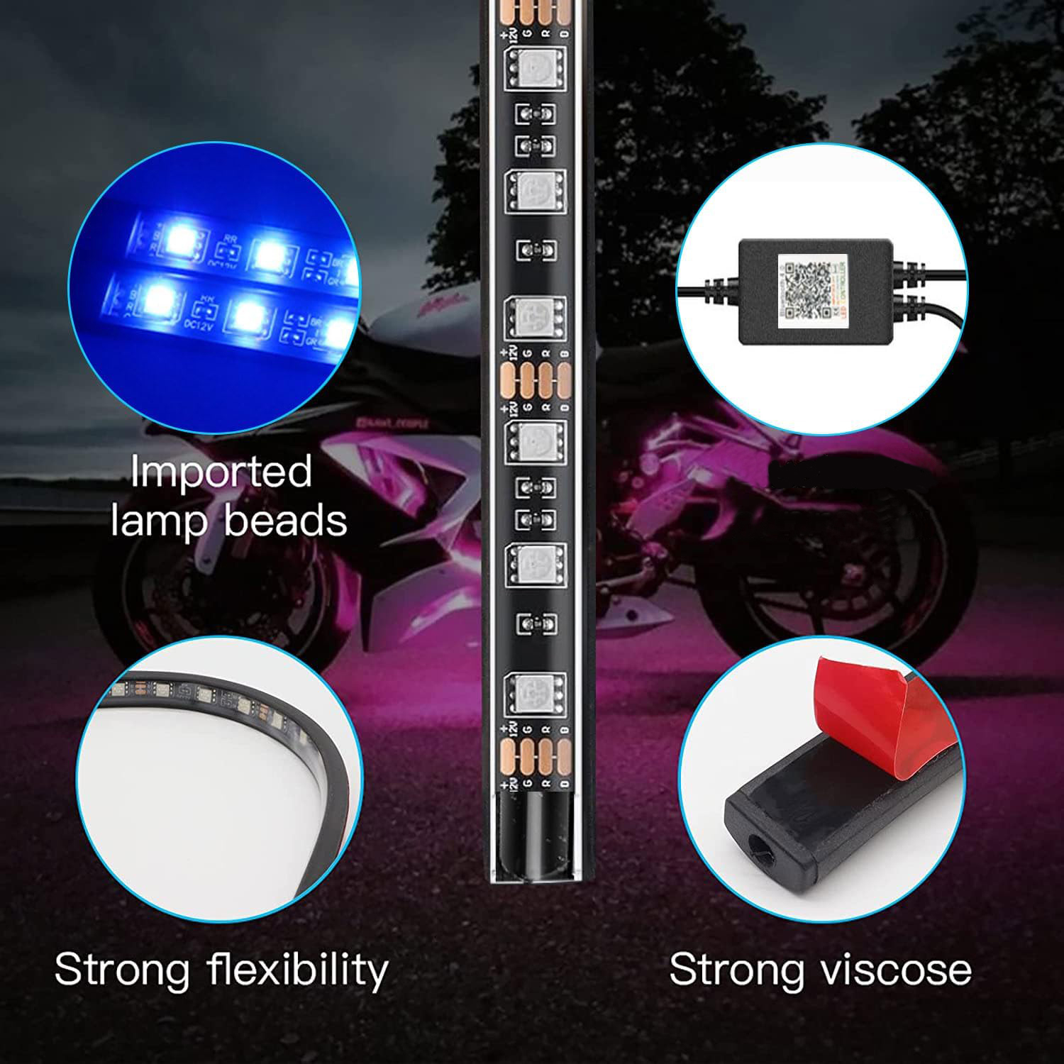 8pcs RGB LED Motorcycle Underg - Rgb Underglow Strip ulasan dan harga