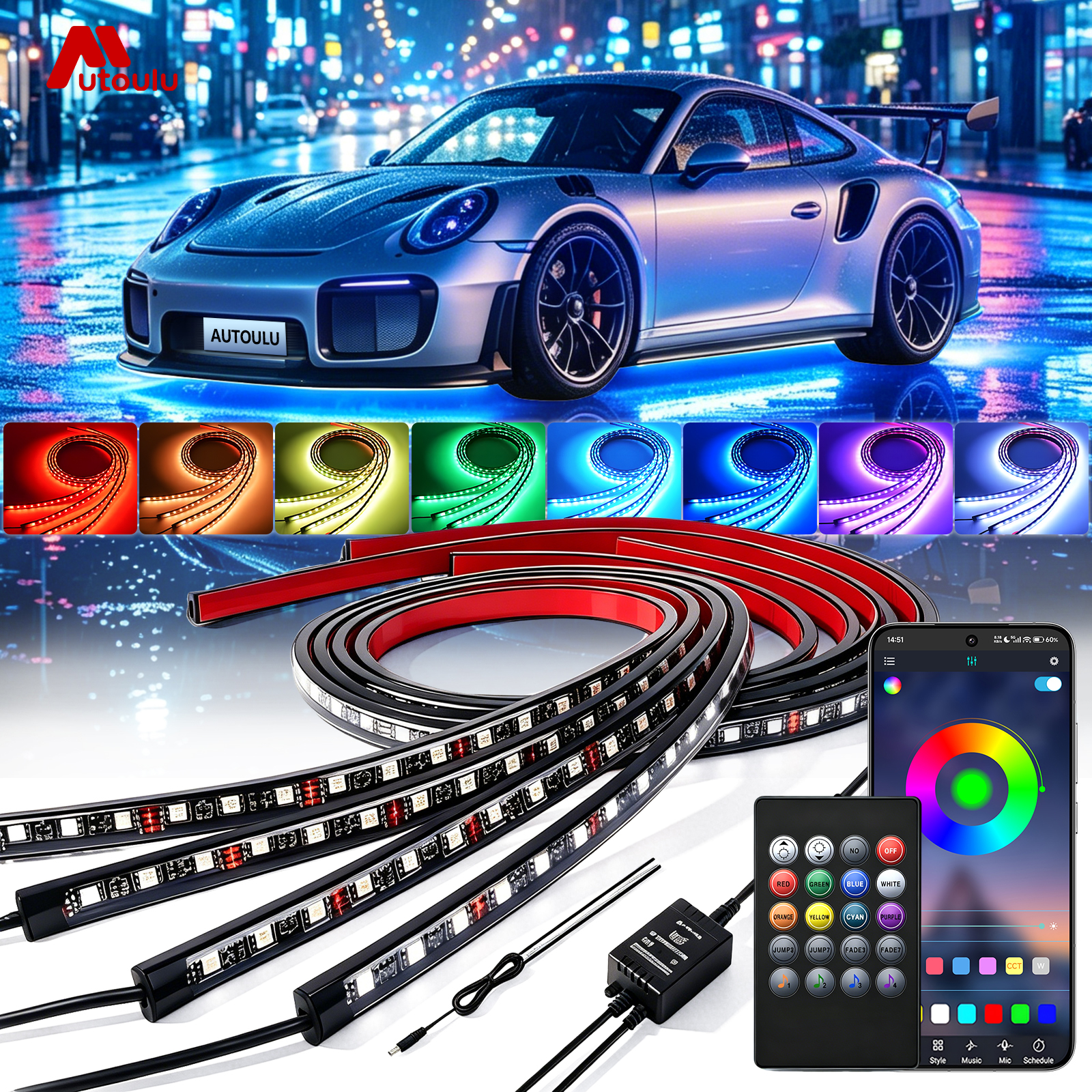 4in1 Neon LED Car Underglow Bo - Rgb Underglow Strip ulasan dan harga