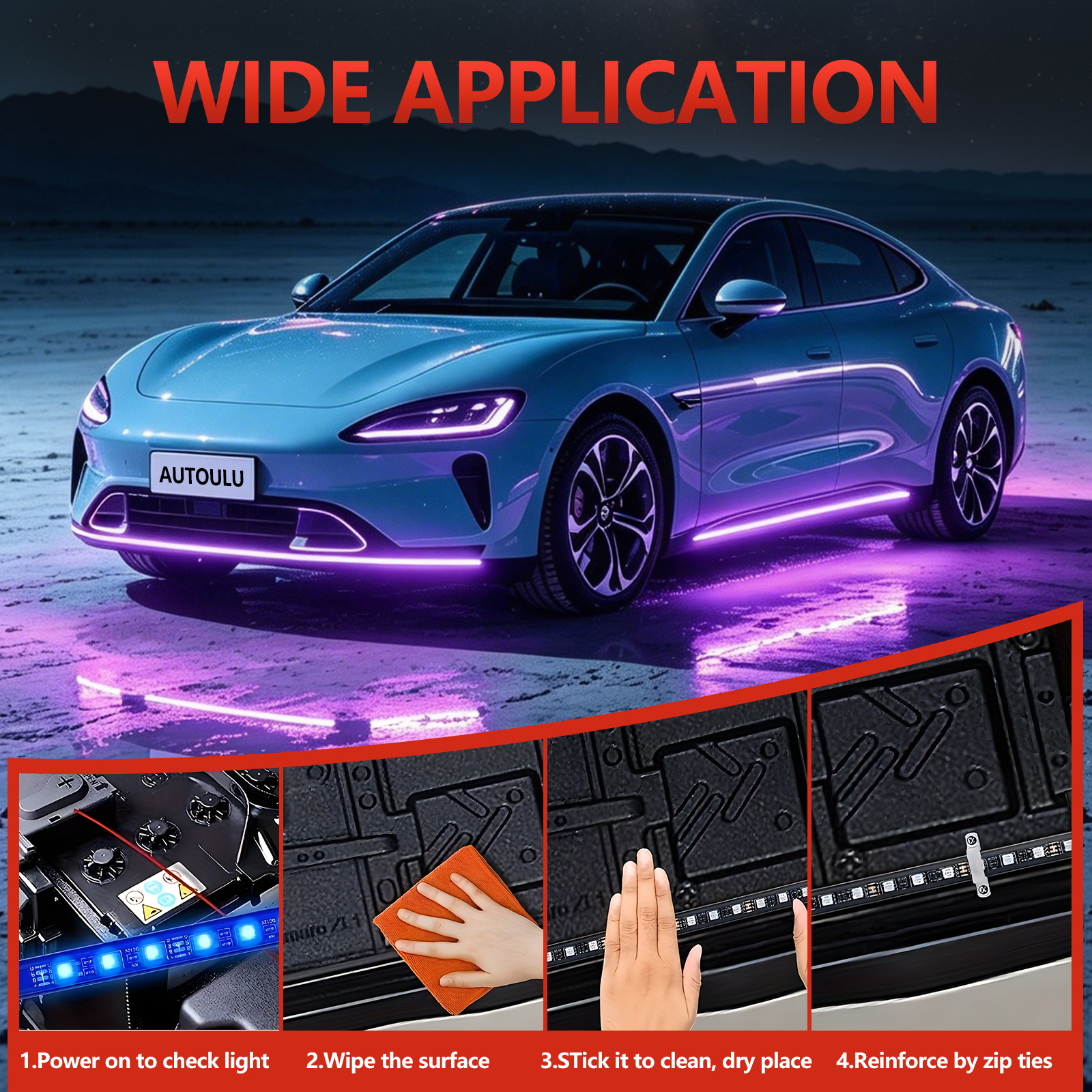 4in1 Neon LED Car Underglow Bo - Rgb Underglow Strip ulasan dan harga
